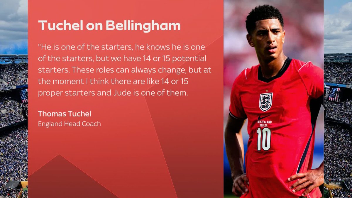 Thomas Tuchel says Jude Bellingham has a battle on his hands to secure an England starting place at this summer's World Cup 🏴󠁧󠁢󠁥󠁮󠁧󠁿