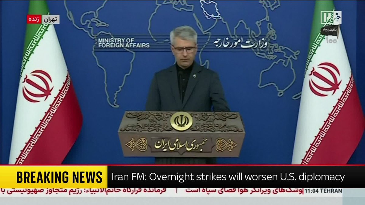 "Overnight developments will only worsen the chaotic situation of the diplomatic process with the U.S.", says Iran's foreign ministry spokesperson. Iran and Israel traded missile attacks last night. Latest 🔗 📺 Sky 501
