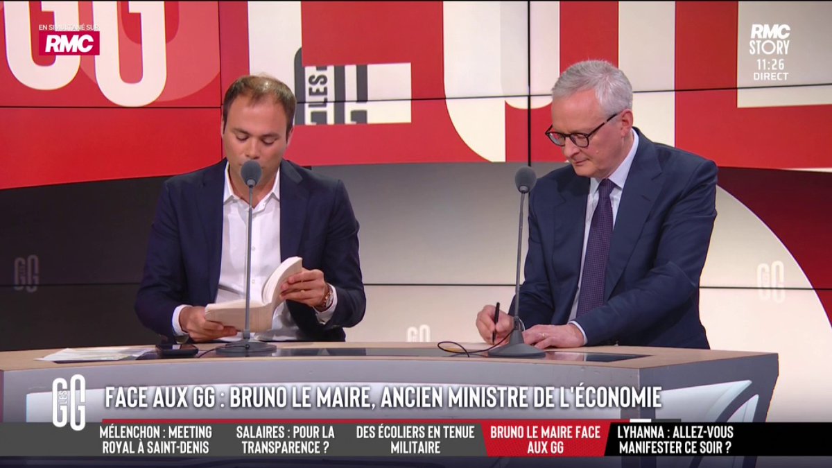 📖 Charles Consigny aime le nouveau livre de Bruno Le Maire mais… 🗣️ "Il s’agit d’un excellent livre. C’est bien écrit et il y a beaucoup de choses intéressantes. C’est une très bonne copie, mais est-ce qu’il ne fallait pas agir quand vous étiez aux manettes ?" #GGRMC