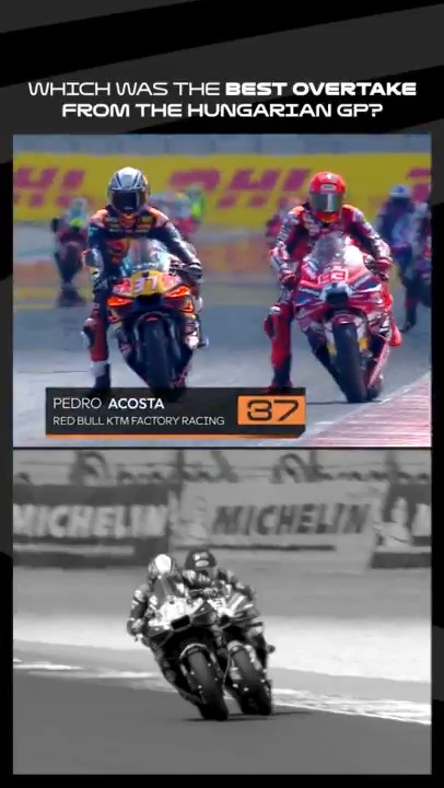 After locking horns on track, Pedro Acosta &amp; Marc Márquez are now competing for Best Overtake! ⚔️ Vote below 👇 #HungarianGP 🇭🇺