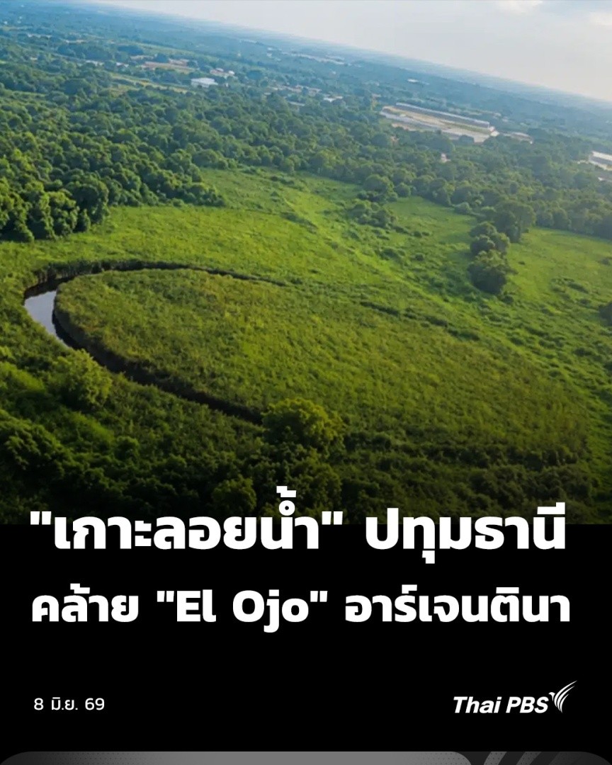 นักอนุรักษ์เผยภาพถ่ายทางอากาศที่พบเกาะลอยน้ำทรงกลมขนาดใหญ่กว่าสนามฟุตบอล ซ่อนตัวอยู่ในป่ากก จ.ปทุมธานี ลักษณะคล้ายเกาะหมุนได้ระดับโลก "El Ojo" ที่อาร์เจนตินา จึงประสานไปยัง อบจ.ปทุมธานี ในการอนุรักษ์พื้นที่ "ดวงตาปทุมธานี" ไว้ ก่อนจะถูกแปรสภาพ #ThaiPBS #ข่าวค่ำ