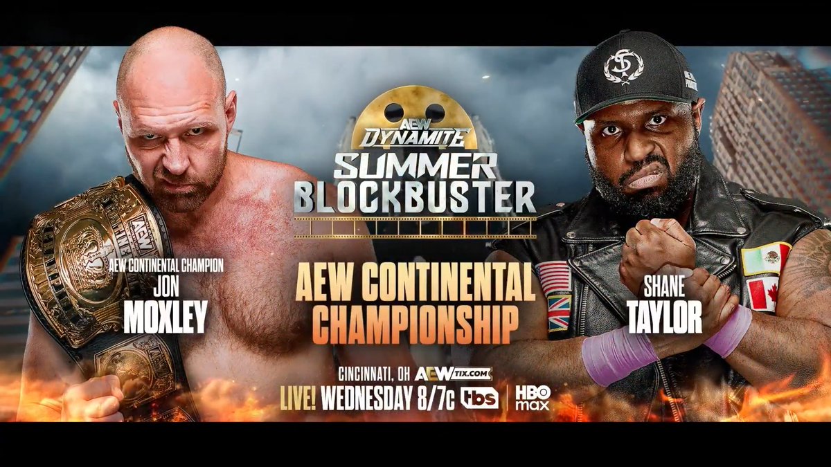#AEWDynamite Summer Blockbuster 8/7c, TBS &amp; HBO Max Wed, 6/10! AEW Continental Title Jon Moxley vs @Shane216Taylor After Shane’s win, he jumped Yuta to show that STP’s now AEW's most violent group! Mox will give STP exactly what they want: Mox vs Taylor THIS WEDNESDAY!