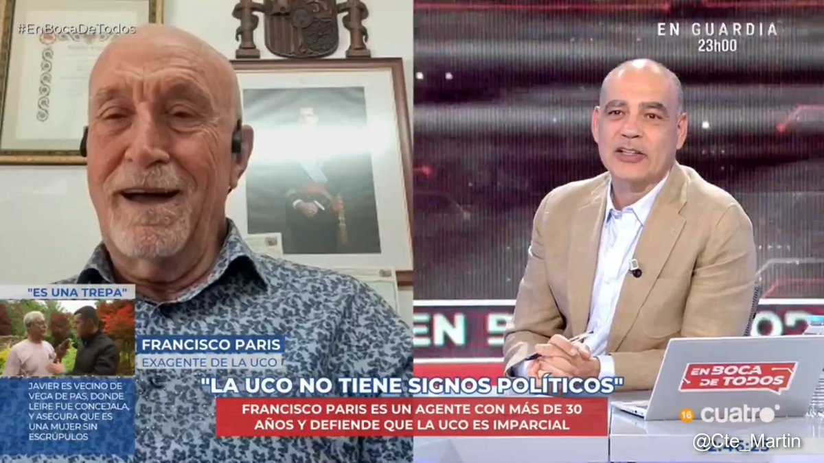 Francisco Paris, exagente de la UCO en el programa En Boca de Todos En boca de todos de Nacho Abad 🇺🇦: ”La UCO no mira si el objetivo es un político o un delincuente profesional”.