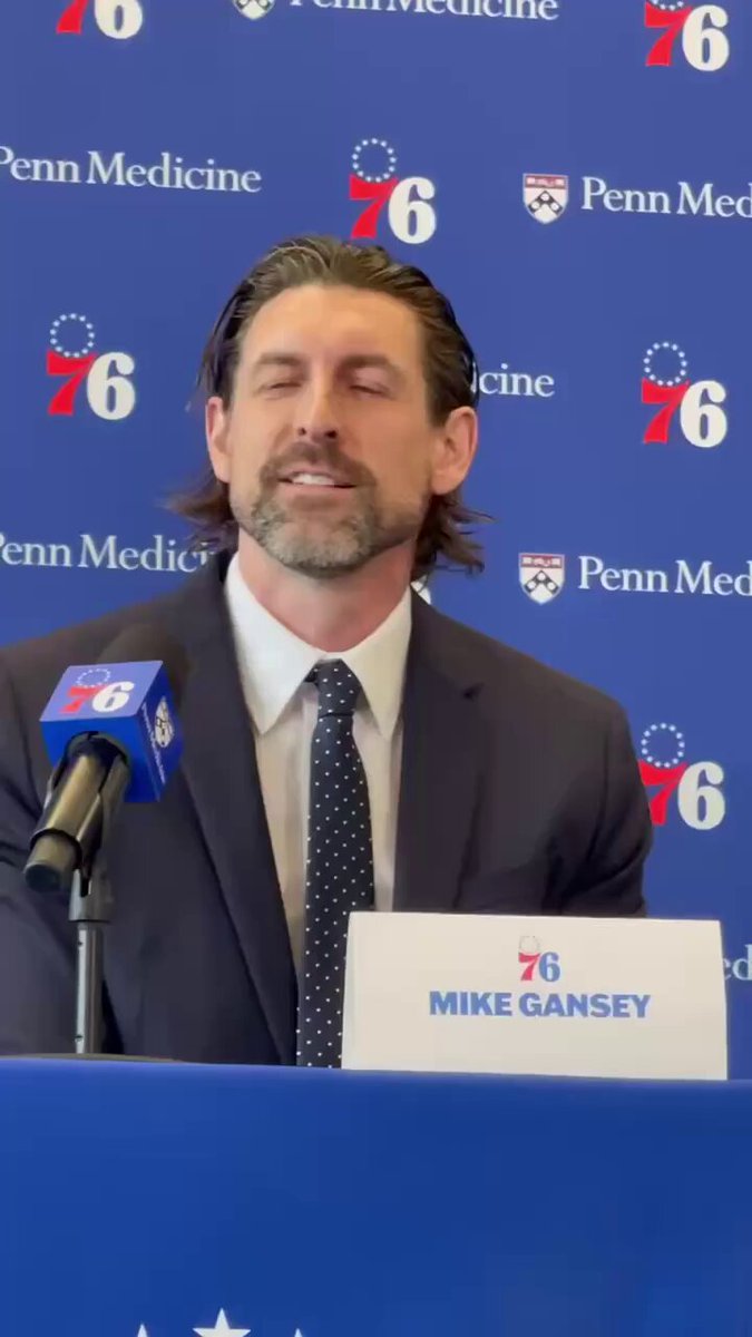 New Sixers president Mike Gansey was asked if the franchise is still committed to Joel Embiid: “We have Joel. I've had a lot of good conversations with him so far…With him and the roster we have—that's who we have. We've got to get those guys on the floor.”
