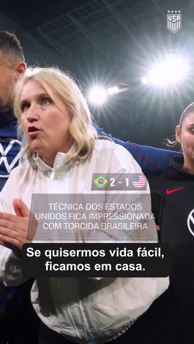 "NUNCA VI ALGO ASSIM ANTES!" 🤯🇧🇷 Emma Hayes, técnica da seleção feminina estadunidense, ficou impressionada com a torcida brasileira na Neo Química Arena. Depois da virada do Brasil no amistoso, a treinadora falou sobre o ambiente apaixonado e de pressão que enfrentaram, como um teste para a Copa do Mundo feminina, que acontece em solo brasileiro em 2027. Brasil e Estados Unidos se enfrentam mais uma vez, agora na Arena Castelão, em Fortaleza, nesta terça-feira (9). 📹 via Instagram/uswnt #FutebolNaESPN #USWNT #Brasil #ESPNW