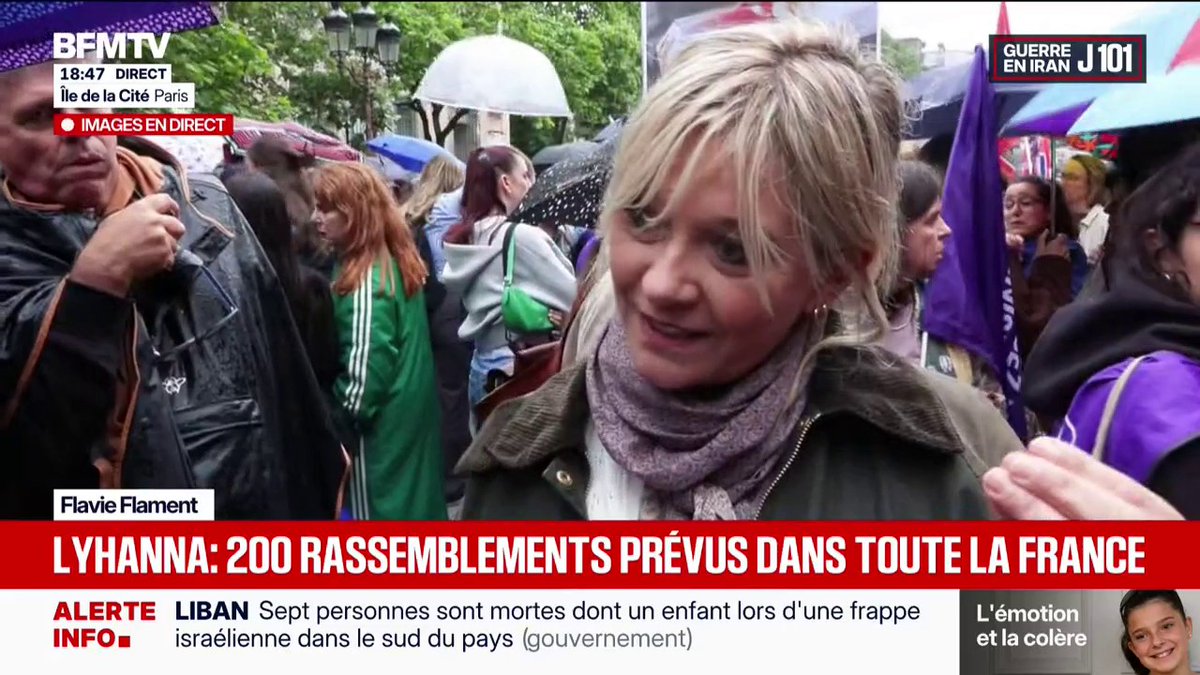 Flavie Flament présente lors du rassemblement interdit pour Lyhanna, devant le ministère de la Justice: “C’est le crime qui provoque l’indignation, qui provoque la colère”.
