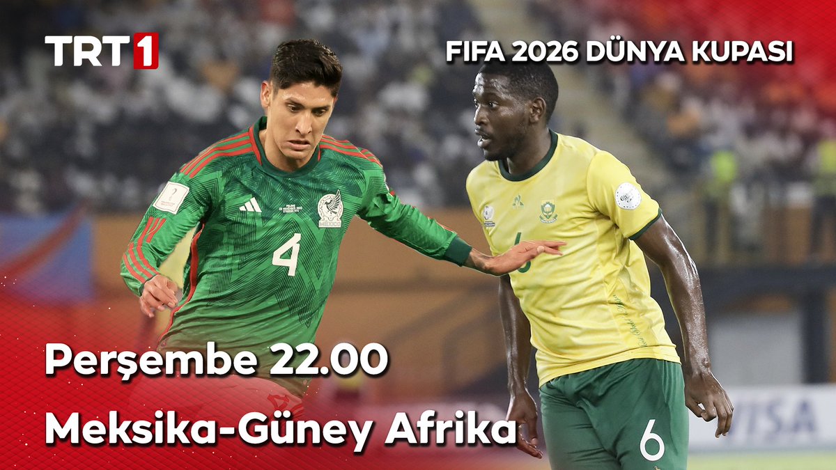 FIFA 2026 Dünya Kupası başlıyor, bu büyük heyecan TRT’de yaşanıyor! 🏆⏳ Turnuvanın açılış maçında ev sahibi ülkelerden Meksika, Güney Afrika ile karşılaşıyor! Meksika-Güney Afrika maçı, perşembe 22.00’de TRT 1’de!