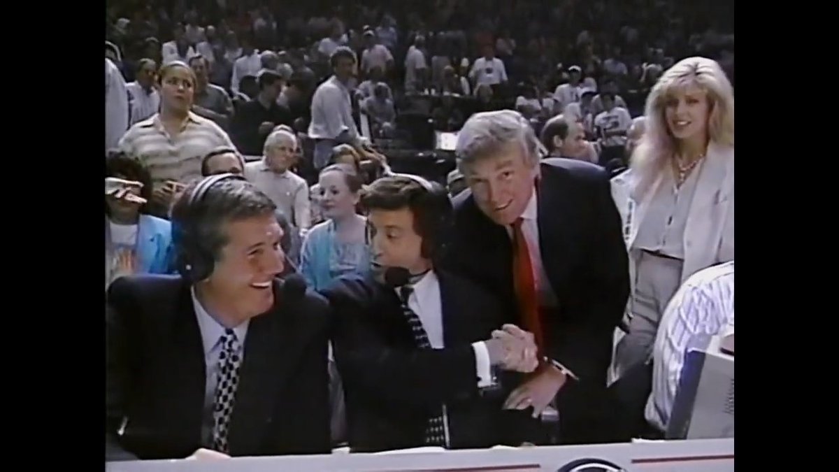 Back in the 1994 NBA Finals, Donald and Marla Trump appeared on the broadcast to congratulate Marv Albert on his birthday during Rockets-Knicks. More than three decades later, Trump is expected back at Madison Square Garden for Spurs-Knicks Game 3.