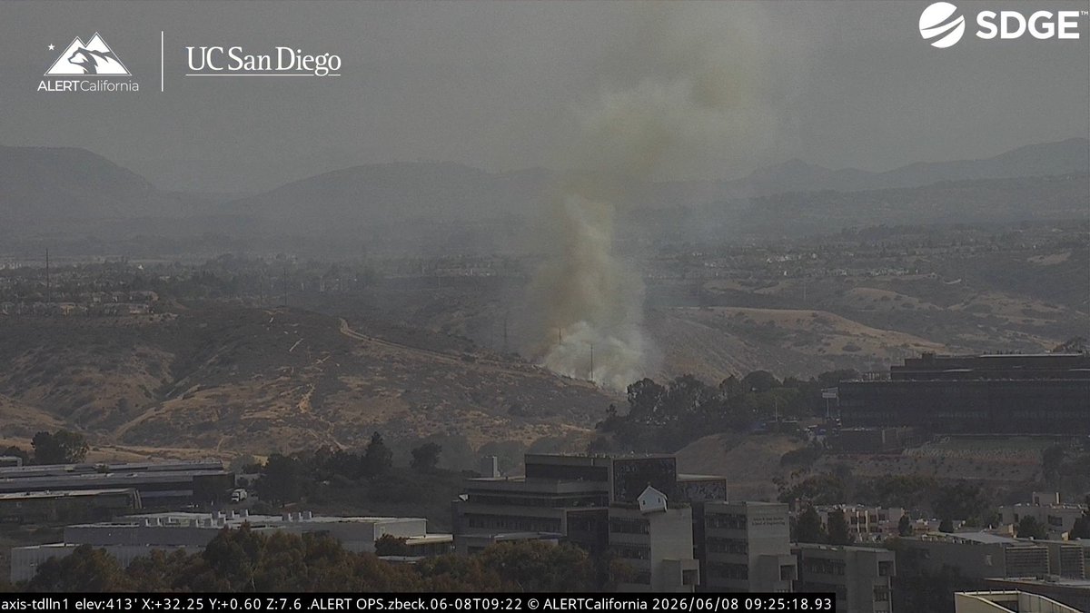 Time-lapse of the #SorrentoFire in San Diego captured by ALERTCalifornia's UCSD TDLLN1 camera showing the start and growth through the morning. Look to SDFD for updates and see conditions live on our camera located on UC San Diego's campus at: