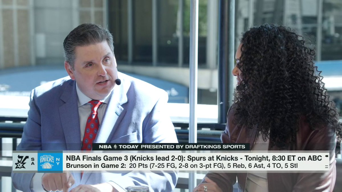 "What happens tonight is going to define this series. ... The whole NBA season hinges on tonight. It goes one way or the other." Brian Windhorst ahead of Game 3 between the Spurs and Knicks in the NBA Finals 👀