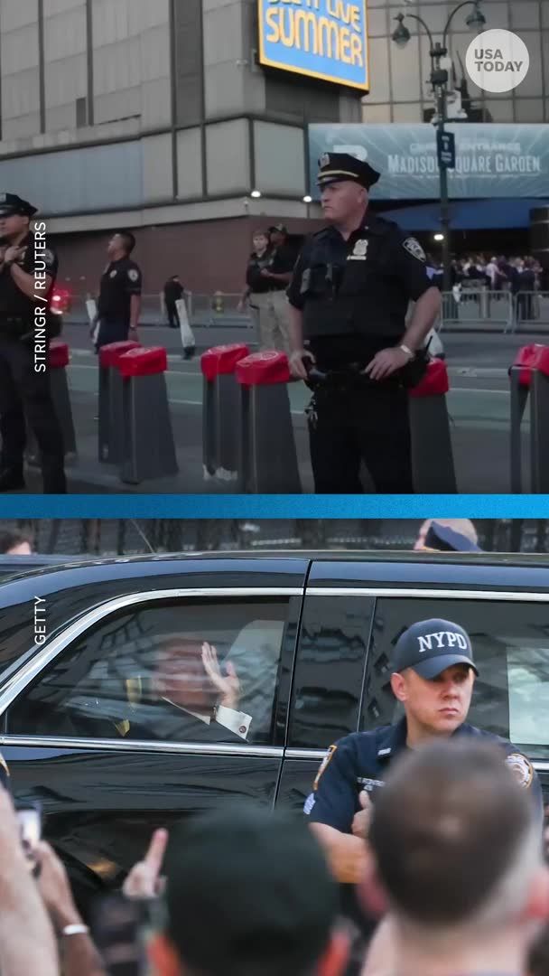 President Trump's motorcade was seen arriving at Madison Square Garden attending game three of the NBA Finals. The Knicks lead the Spurs in the series 2-0.