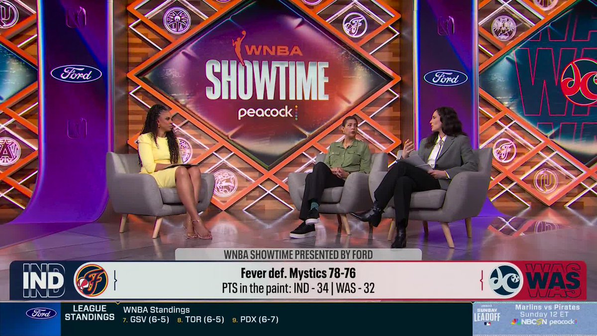 Caitlin Clark speaks with the WNBA Showtime crew after the Fever's clutch win.