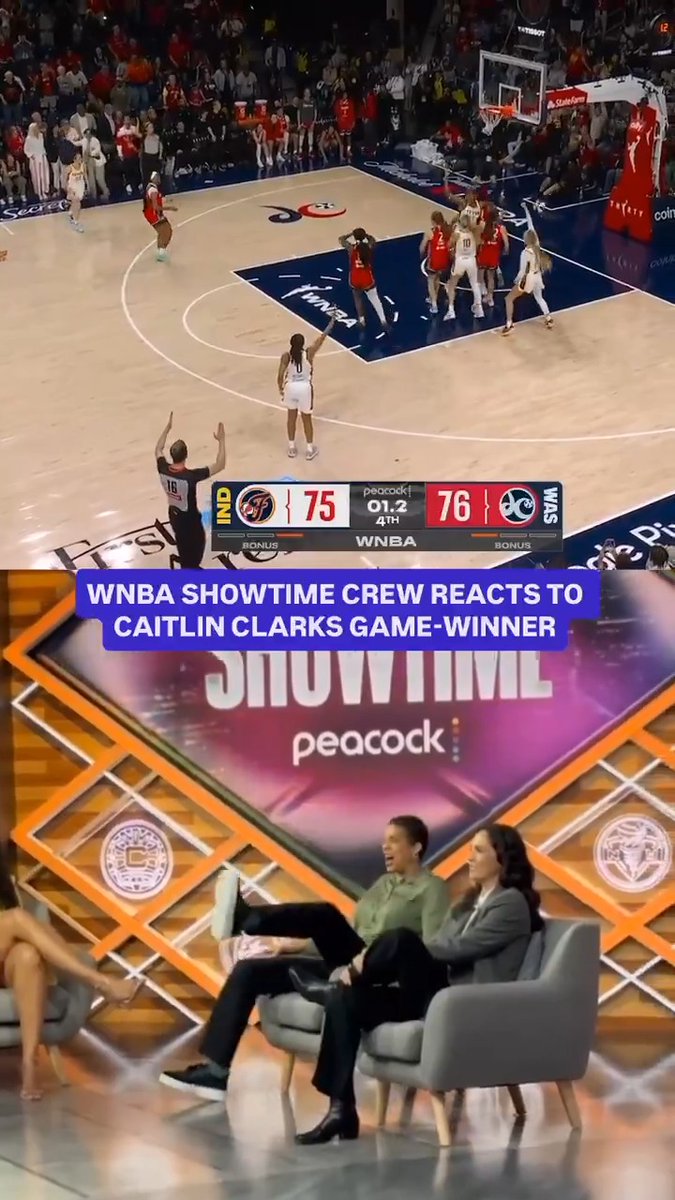 Cheryl Miller, Sue Bird and LaChina Robinson were in AWE after Caitlin Clark's wide open three to win the game. 👀