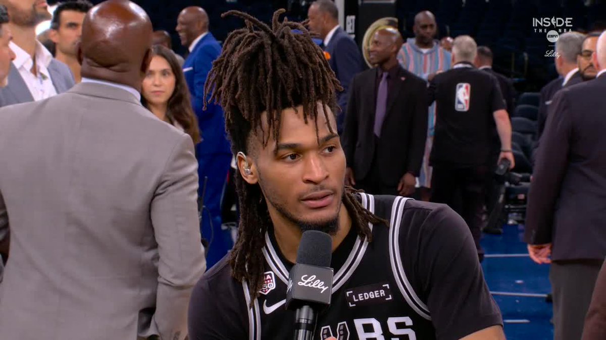 "He always sends the right message." Stephon Castle speaks on Wemby's leadership after winning Game 3 of the NBA Finals 🎤