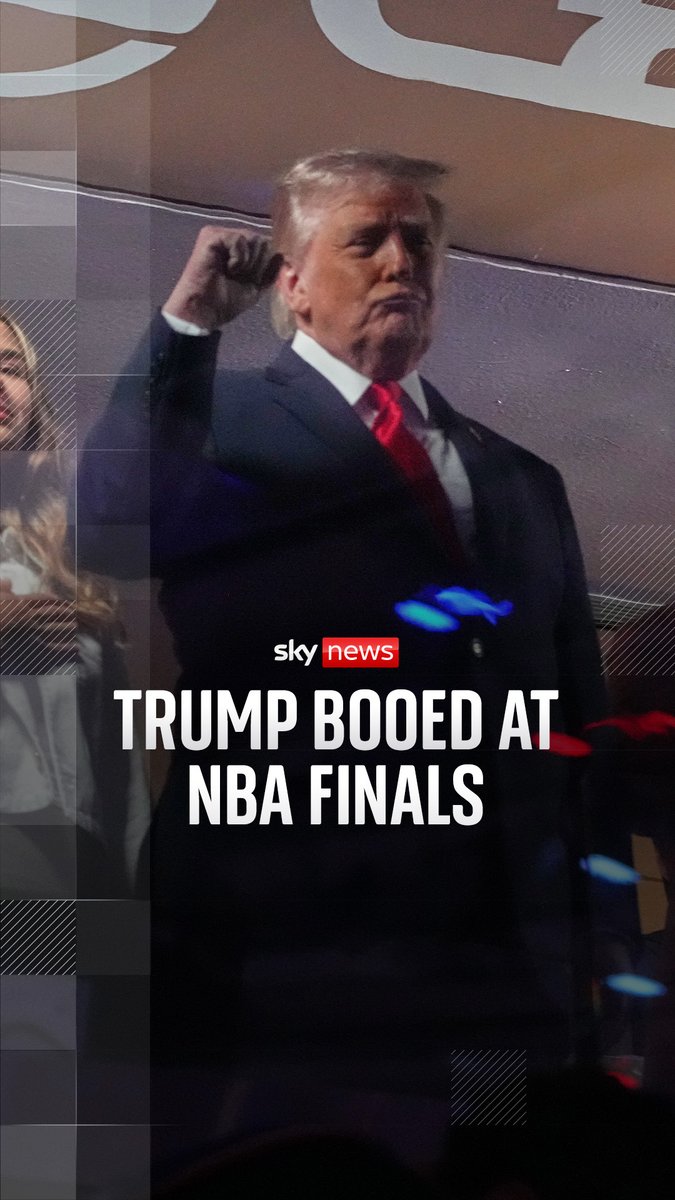 Donald Trump was seen saluting as the national anthem played at Game 3 of the NBA Finals basketball game between the New York Knicks and the San Antonio Spurs at Madison Square Garden. The U.S. President received a largely hostile reception when his image was projected on a big screen. 🔗