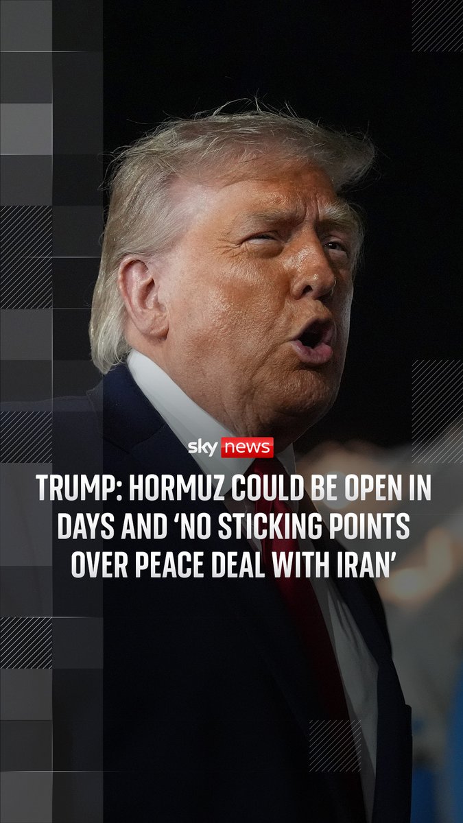Donald Trump says the U.S. is "in the final throes of what will be a very, very good deal" with Iran. The U.S. President says there are 'no sticking points' left to discuss, and that the Strait of Hormuz will open up within days upon signing the deal. 🔗