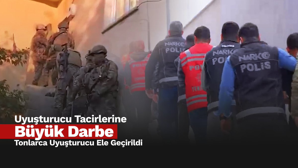 69 ilde “Uyuşturucu Madde Satıcılarına” yönelik Polisimiz tarafından son 1 haftada düzenlenen operasyonlarda; -1 Ton 916 kg Uyuşturucu Madde ile -725 bin 312 adet Uyuşturucu Hap ele geçirildi. -974 şüpheli yakalandı. -381'i tutuklandı. -98'i hakkında adli kontrol hükümleri uygulandı. Diğerlerinin işlemleri devam ediyor. Emniyet Genel Müdürlüğü Narkotik Suçlarla Mücadele Başkanlığı ile Cumhuriyet Başsavcılıkları koordinesinde, İl Emniyet Müdürlüklerince toplam 69 ilde -1.458 ekip, -3 bin 659 personel, -23 hava aracı ve -52 narkotik dedektör köpeğinin katılımıyla operasyonlar düzenlendi. Gençlerimizin geleceğini, ailelerimizin huzurunu ve toplumumuzun güvenliğini hedef alan zehir tacirlerine asla fırsat vermiyoruz. Güvenlik güçlerimizin kararlı ve özverili çalışmalarıyla ülkemizin dört bir yanında uyuşturucuya yönelik operasyonlarımızı kesintisiz şekilde sürdürüyoruz. Kahraman Polislerimizi, Başkanlığımızı, Cumhuriyet Başsavcılıklarımızı ve emeği geçenleri tebrik ediyoruz.