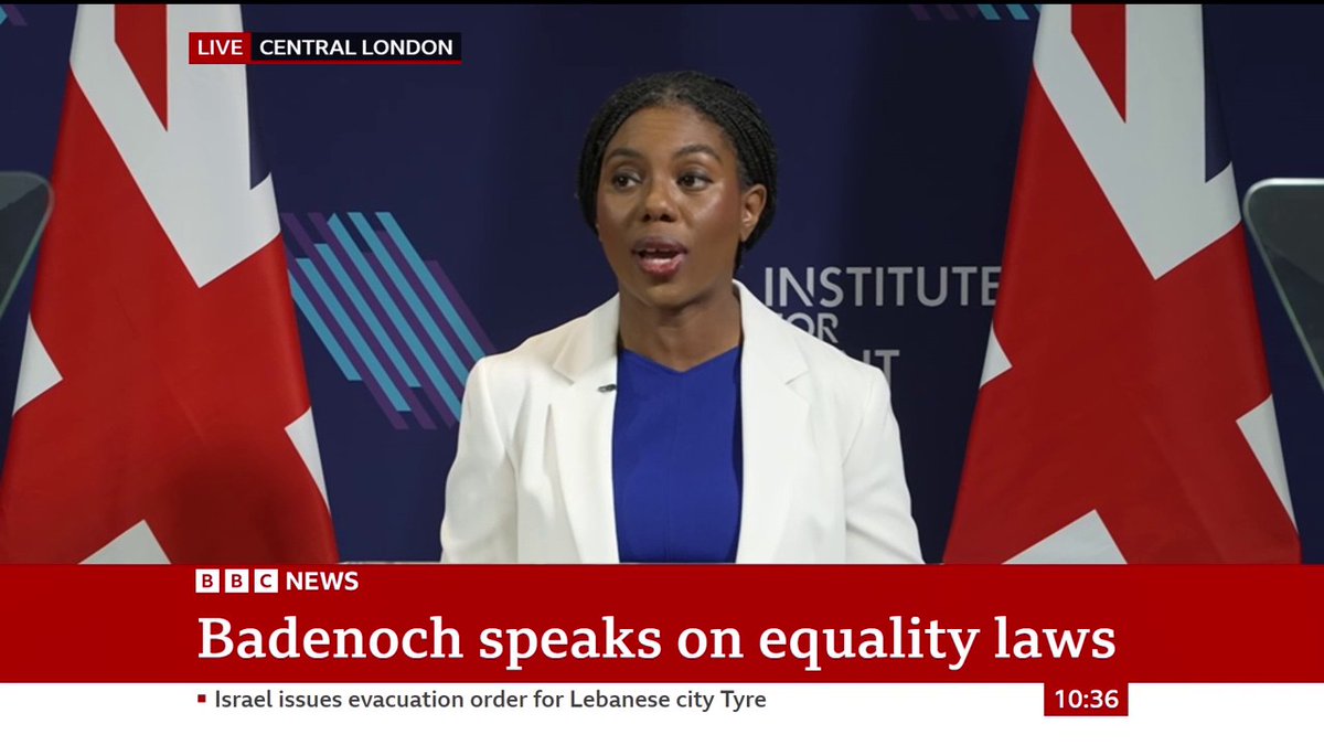 "Why are public bodies so unable to act with common sense when race or identity is involved?" Kemi Badenoch asks Equality law should protect us all, "it should be a shield, not a sword", the Conservative leader adds