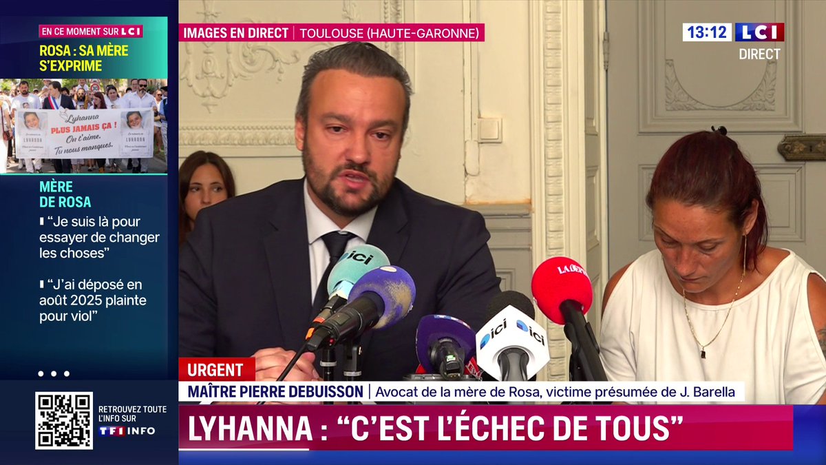 🔴 "En plus de la plainte (...) contre l'État pour faute lourde (...) nous déposons plainte contre les enquêteurs au pénal contre le procureur de Toulouse et le procureur d'Auch (...) contre M. Darmanin", Me Debuisson avocat de la mère de Rosa