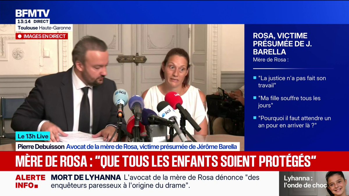 🗨️ "Ça aurait pu être ma fille" La mère de Rosa, qui avait dénoncé des viols commis sur sa fille entre 2024 et 2025 au domicile de Jérôme Barella, va porter plainte contre l'État