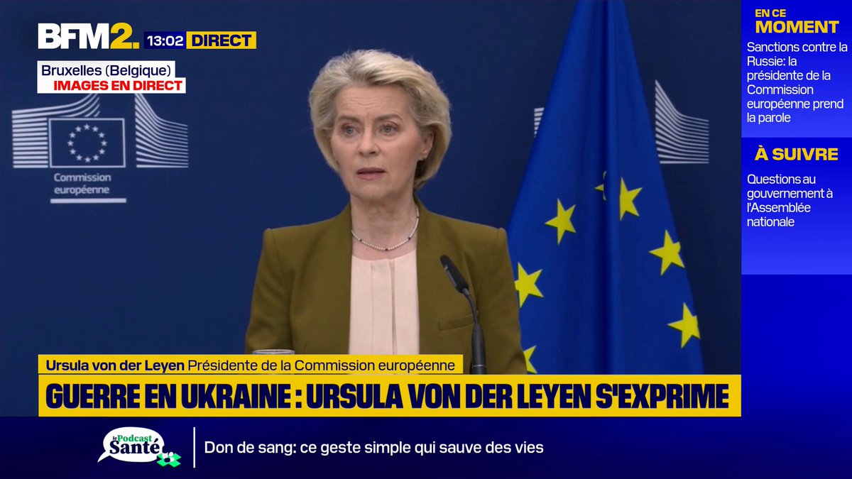 💬"Nous interdisons l'entrée des anciens combattants russes dans l'Union européenne" La présidente de la Commission européenne annonce de nouvelles sanctions contre la Russie #BFM2