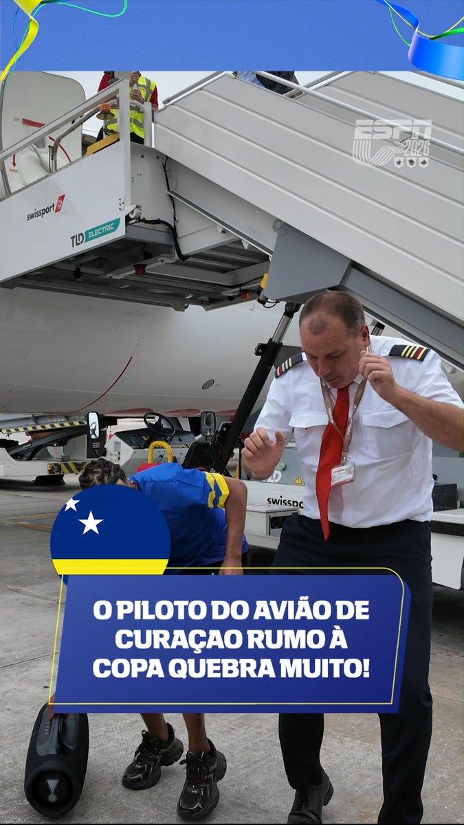 🇨🇼 O piloto do avião de Curaçao antes da viagem para a Copa do Mundo. 🎥 ESPN Brasil
