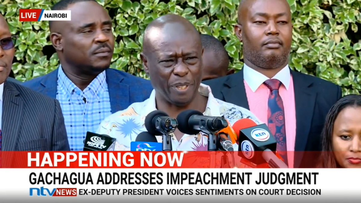 Gachagua: I wish to confirm to my supporters across the country that I am eligible to vie as a presidential candidate and I'll be on the ballot on the 10th of August 2027 should the formula that will be agreed upon by the United Alternative Government favour me.