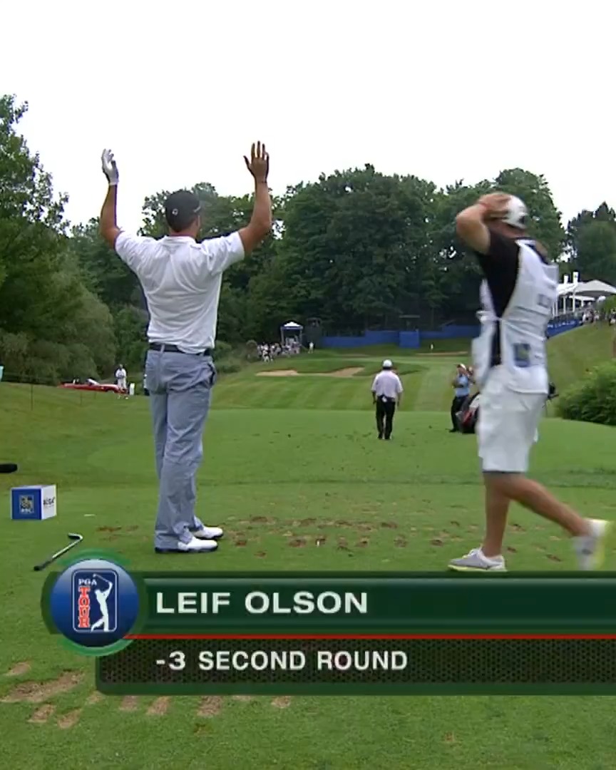 Is the greatest assist in golf history? 🤯 Leif Olson’s ace is one you have to see to believe. #TOURVault
