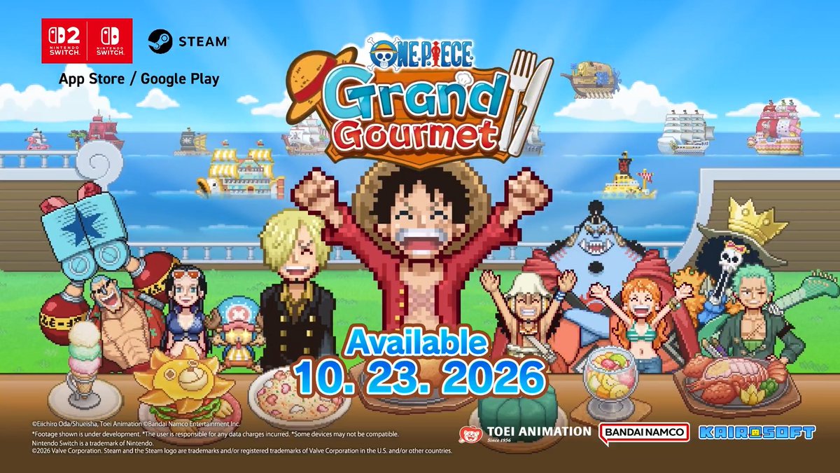 ONE PIECE: Grand Gourmet ONE PIECE Comes to Life as a Playful Simulation Game! Set Sail with the Straw Hat Crew and Open Baratie Number Two! ©Eiichiro Oda/Shueisha, Toei Animation ©Bandai Namco Entertainment Inc. Developed by Kairosoft #ONEPIECE #OPGG