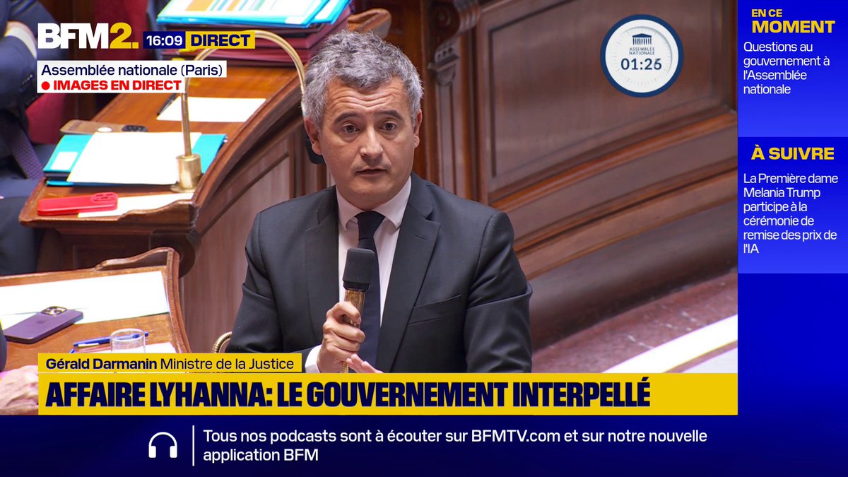 "Je ne vous permets pas d'évoquer un seul instant le terme de complicité dans mon action personnelle" : échanges tendus entre Gérald Darmanin et la députée du groupe Gauche démocrate et républicaine Karine Lebon #BFM2