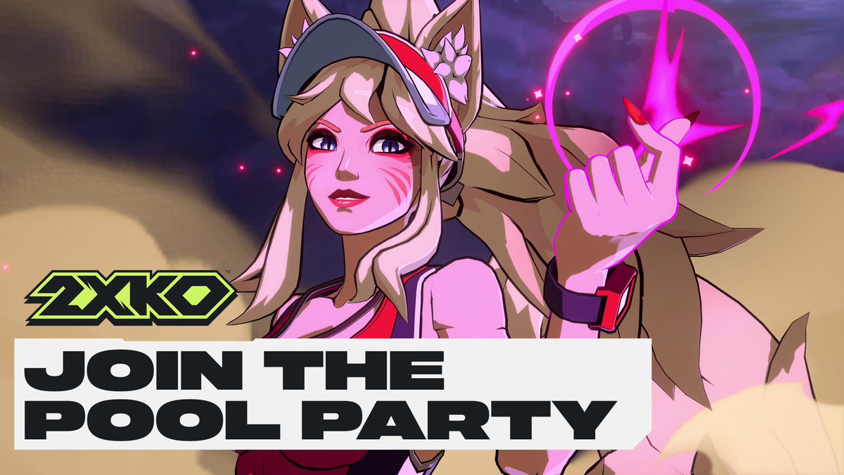 is it hot in here? pool party megabundles are coming to the shop later today. bring extra heat with 2XKO-exclusive pool party nights skins for ahri, caitlyn, and darius
