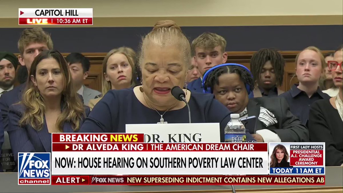 Dr. Alveda King tearing into the Southern Poverty Law Center during a hearing accusing the organization of fueling racial division in the United States while claiming to fight it. The niece of Dr. Martin Luther King Jr. pointing to allegations referenced in a federal superseding indictment that she says raise serious questions about the group's conduct. “My family legacy reflects the very truth that America is strongest when we recognize our common humanity… That is why I am troubled by the conduct and messaging of organizations that claim to fight hatred, while profiteering from division.”