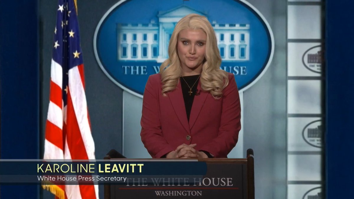 White House Press Secretary Karoline Leavitt (rose kelso) addresses why Trump stormed out of his Meet the Press interview after a series of tough questions about January 6th and stolen elections 🤣 #FallonTonight