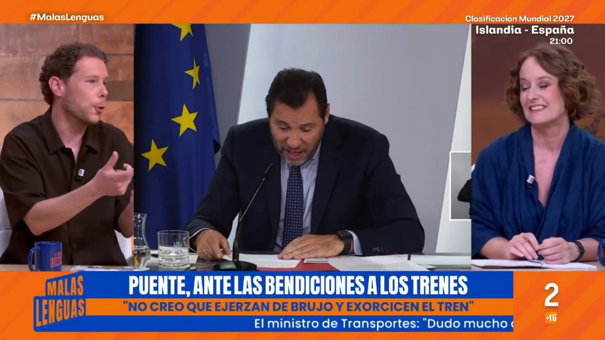 "Que los obispos hayan pasado de bendecir los fusiles de Franco a bendecir trenes es un avance" Manu Levin en Malas Lenguas sobre la visita del Papa León XIV 👇🏽 #MalasLenguas