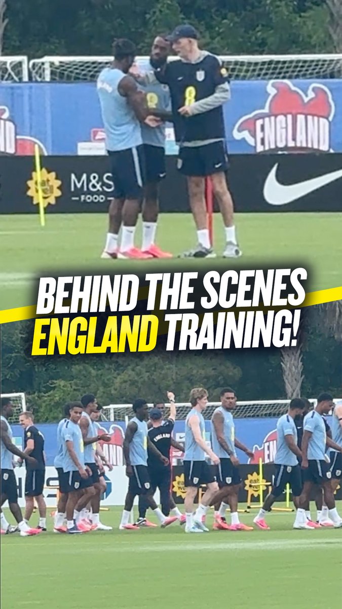 A close look at England's training session, with Thomas Tuchel &amp; Ivan Toney wiping sweat off of Noni Madueke 🤣