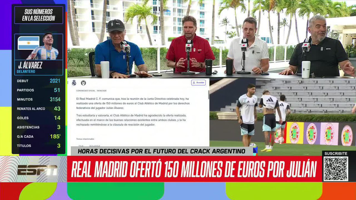 🔥 ¡TREMENDA OFERTA! Real Madrid hizo oficial el ofrecimiento que realizó al Atlético de Madrid por Julián Álvarez. El Colchonero, la desestimó. ⚡ #ESPNMundial 📺 Mirá nuestros partidos de la #FIFAWorldCup por el Plan Premium de #DisneyPlus