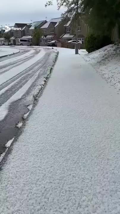 Scots village blanketed with hailstones just days into summer