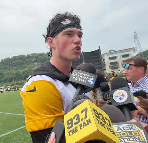Drew Allar very complimentary of Aaron Rodgers and how he’s helping him during #Steelers drills