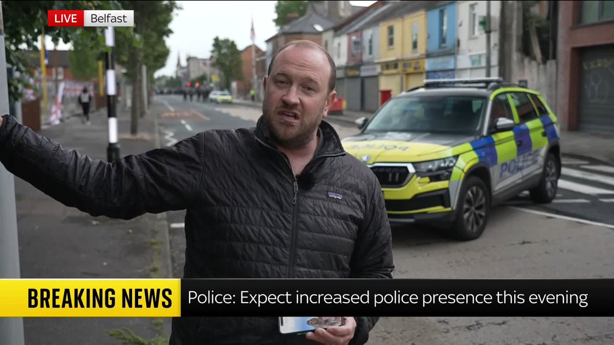 A crowd of a few hundred peaceful protestors has gathered in Belfast, near where the knife attack took place. A 30-year-old man has now been arrested and charged with attempted murder. Sky correspondent Dan Whitehead is live from the scene and reports on the events