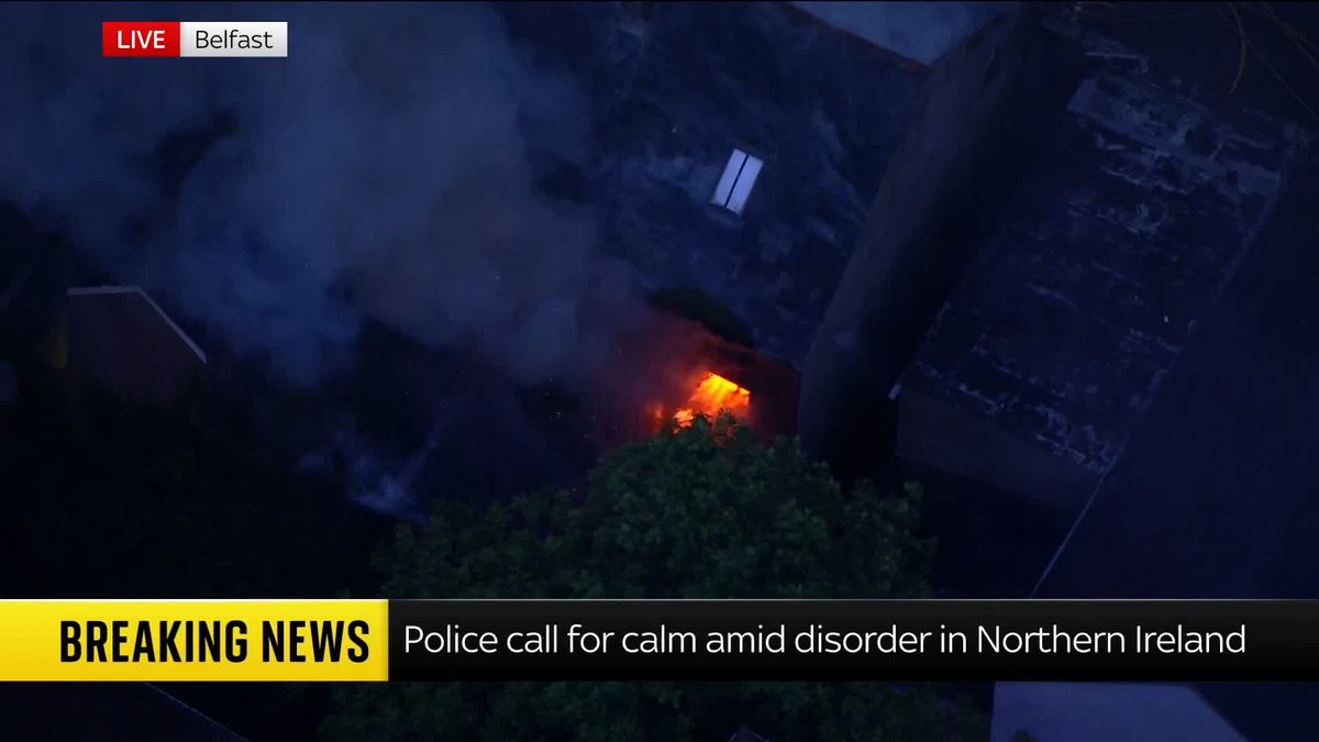 "They're destroying their own communities" Former First Minister of Northern Ireland Baroness Foster calls for calm as properties are on fire as protesters gather in Belfast following a knife attack last night 📺 Sky 501, Virgin 602, Freeview 233