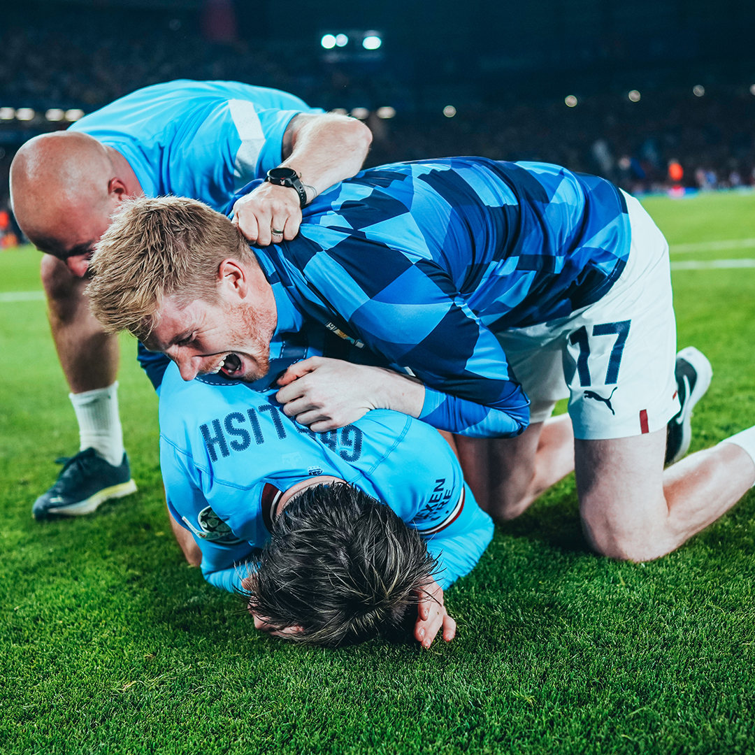 The moment that #ManCity won the Champions League and became Champions of Europe. 🥹