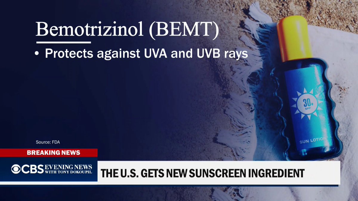 The FDA approved a new ingredient for sunscreen called bemotrizinol that's been in use in Europe for years. Jonathan LaPook, M.D has more details.