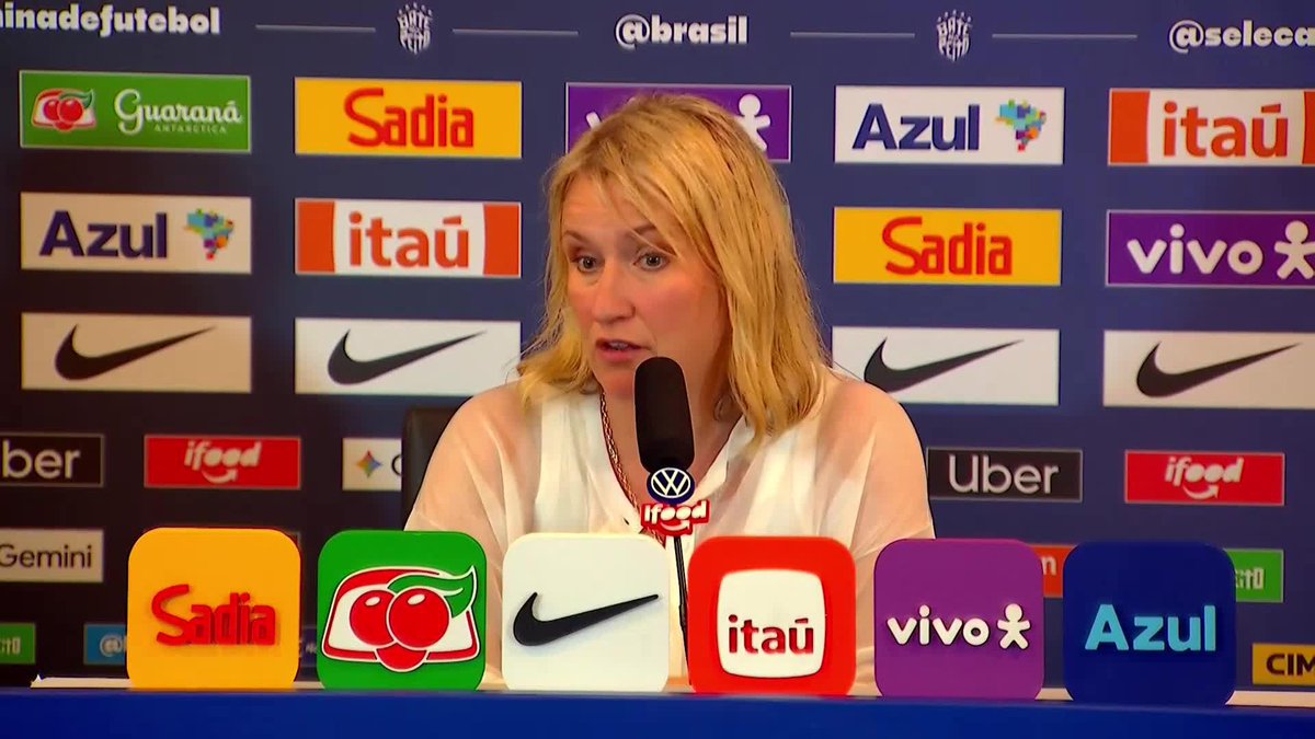 Coach Emma Hayes addressed the media after a chippy match in Brazil 👀