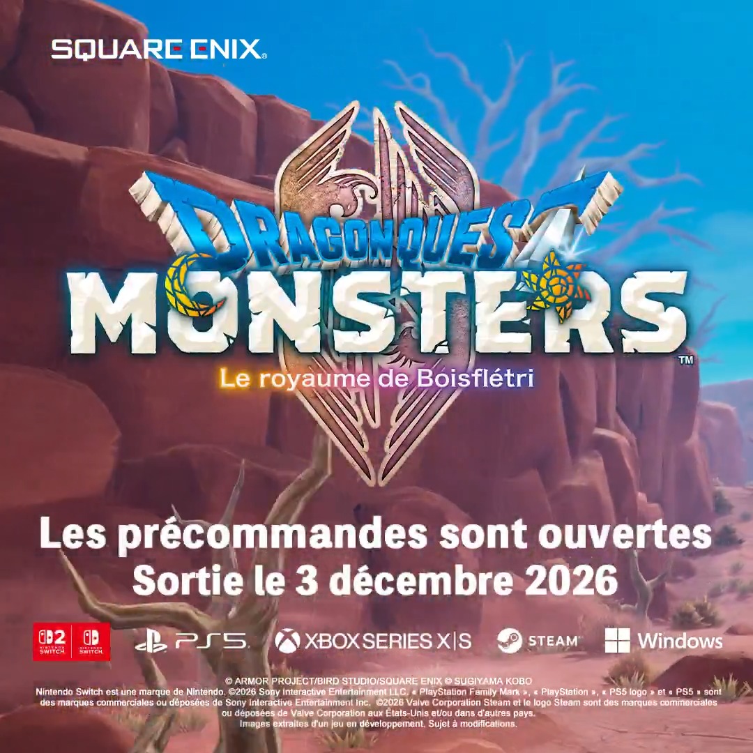 Dragon Quest Monsters : Le royaume de Boisflétri sortira le 3 décembre 2026 sur Nintendo Switch 2, Nintendo Switch, PlayStation 5, Xbox Series X|S, Steam, et Microsoft Store sur Windows !