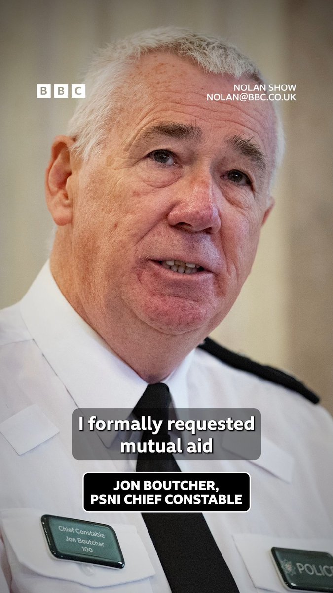 Chief Constable Jon Boutcher reveals the PSNI is seeking help of 200 police officers from GB Office of the Chief Constable hopes they will arrive in Northern Ireland tomorrow