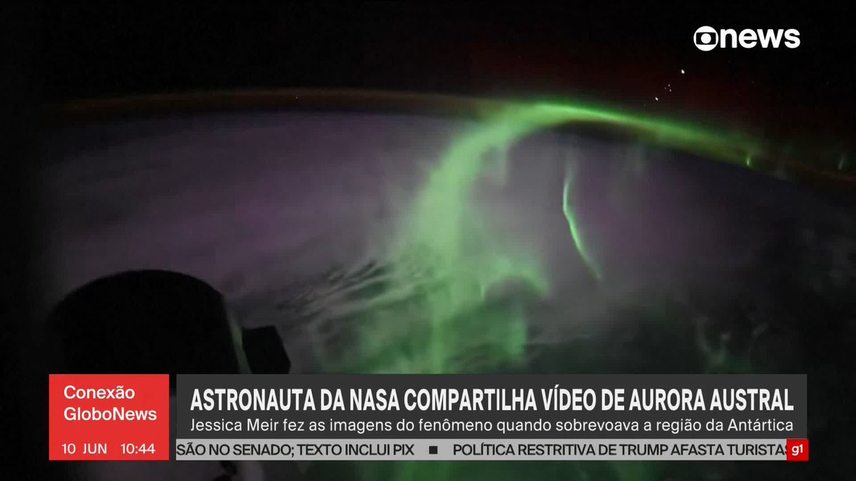 Astronauta da Nasa compartilha imagens de uma aurora austral vista do espaço. Ela sobrevoava a região da Antártica. A aurora austral acontece sempre no Hemisfério Sul. Já a boreal, Norte. #ConexãoGloboNews ➡ Assista à #GloboNews: