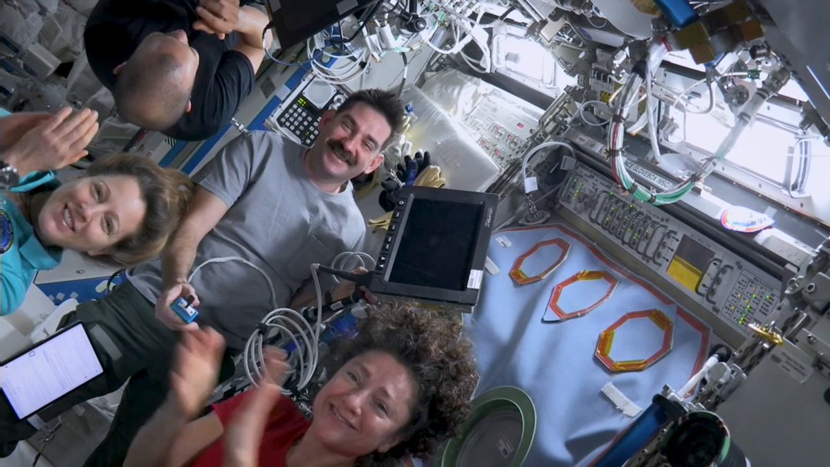 ☎️ On June 9, at 7:57 a.m. CT, the Expedition 74 crew called the payload operations team at NASA Marshall to celebrate a major milestone. The Microgravity Science Glovebox aboard station has hit 100,000 hours of crew science and autonomous operations!