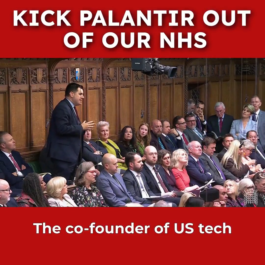 Palantir's co-founder claimed "the NHS makes people sick". Yet this US tech giant now runs the NHS data platform. There are serious concerns about its access to patient data and human rights record. The Government should use the break clause to kick Palantir out of our NHS.