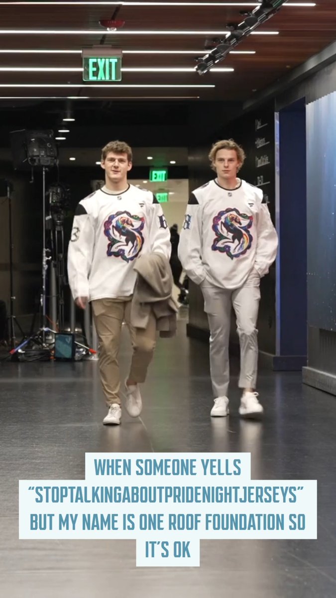 More than just a jersey ๐ณ๏ธโ๐๐ซถ๐ณ๏ธโโง๏ธ Did you know that net proceeds from all of our Common Thread jerseys (+ more) benefit local community organizations and One Roof foundation? #pride #seattlekraken #nhl