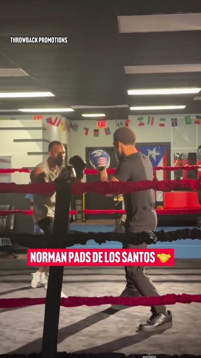 Edwin De Los Santos hitting the pads with Brian Norman Jr ahead of his rematch with Jose Valenzuela in the main event of Zuffa Boxing 08 on June 28th 🔥